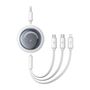 Fast Charging Cable 3in1 Baseus Free2Draw, USB to micro USB+USB-C+Lightning, 3.5A, 1.1m (white), Baseus P10368700211-01