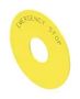 LEGEND PLATE, EMERGENCY STOP, 75MM, YEL 45-50J.140S
