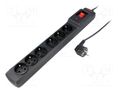 Plug socket strip: protective; Sockets: 6; 250VAC; 10A; black ARMAC M6/15/CZ