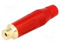 Connector: RCA; plug; female; straight; soldering; red; gold-plated AMPHENOL ACJR-RED