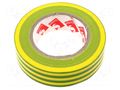 Tape: electrical insulating; W: 15mm; L: 10m; Thk: 0.13mm; PVC film SCAPA SCAPA-2702-15YG