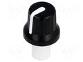 Knob; with pointer; ABS; Øshaft: 6mm; Ø15.8x13.8mm; black; push-in SR PASSIVES GMN-4P1.5-WH