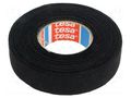 Tape: textile; W: 19mm; L: 15m; Thk: 0.3mm; Automotive; black; 105°C TESA TESA-51608-19/15