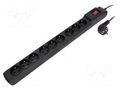 Plug socket strip: protective; Sockets: 9; 250VAC; 10A; black ARMAC M9/15/CZ