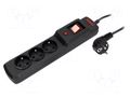 Plug socket strip: protective; Sockets: 3; 250VAC; 10A; black ARMAC M3/15/CZ