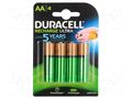 Re-battery: Ni-MH; AA; 1.2V; 2500mAh; blister; 4pcs. DURACELL ACCU-R6/2500/DR