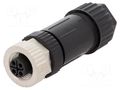 Connector: M12; plug; PIN: 4; female; S code-Power; for cable; IP67 AMPHENOL LTW M12S-04BFFB-SL7002