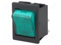 ROCKER; DPST; Pos: 2; ON-OFF; 16A/250VAC; green; neon lamp; 1350 BULGIN AE-C1353ALNAF