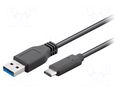 Cable; USB 3.0; USB A plug,USB C plug; 2m; black GOOBAY TCAB-255