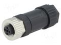 Connector: M12; plug; PIN: 4; female; T code-Power; for cable; IP67 AMPHENOL LTW M12T-04BFFB-SL7002