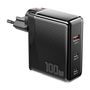 Wall charger, Essager, ECT2CA-ZXB01-Z, GaN, USB-A, USB-C 100W (black), Essager ECT2CA-ZXB01-Z