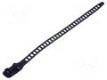 Cable tie; multi use; L: 260mm; W: 11mm; black; polyurethane; 123N HELLERMANNTYTON SOFT-FIX-M