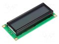 Display: LCD; alphanumeric; STN Positive; 16x2; grey; 80x36x13.5mm RAYSTAR OPTRONICS RC1602B-GHW-ESX