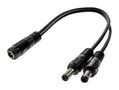 BARREL PWR CORD, 2X 2.1MM PLUG-RCPT, BLK MP014088