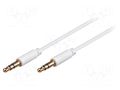 Cable; Jack 3.5mm 3pin plug,both sides; 2m; Plating: gold-plated Goobay AVK-183-200WH