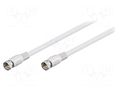 Cable; 0.5m; F plug,both sides; shielded connectors; white; 75Ω Goobay BKF-0050