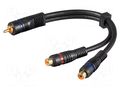 Cable; RCA socket x2,RCA plug; 0.2m; Plating: gold-plated; black Goobay C-2RCA-BK002