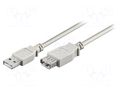 Cable; USB 2.0; USB A socket,USB A plug; 3m; grey; 480Mbps GOOBAY CAB-EXT/3
