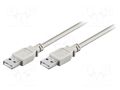 Cable; USB 2.0; USB A plug,both sides; 3m; grey; 480Mbps Goobay USB-AA/3