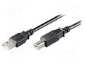 Cable; High Speed,USB 2.0; USB A plug,USB B plug; 3m; black; PVC Goobay USB-AB/3BK