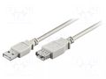 Cable; USB 2.0; USB A socket,USB A plug; 0.6m; grey; Core: Cu; PVC GOOBAY USB-EXT/0.6