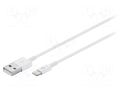 Cable; USB 2.0; Apple Lightning plug,USB A plug; 1m; white Goobay USB-LIGHT/1.0WH