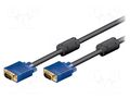 Cable; D-Sub 15pin HD plug,both sides; black; 5m; blue Goobay VGAM-050