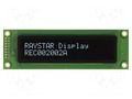Display: OLED; alphanumeric; 20x2; Dim: 116x37x9.8mm; white; PIN: 16 RAYSTAR OPTRONICS REC002002AWPP5N01