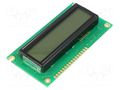 Display: LCD; alphanumeric; FSTN Positive; 16x2; grey; LED; PIN: 16 RAYSTAR OPTRONICS RC1602A-FHW-ESX