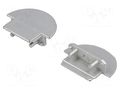 Cap for LED profiles; silver; 2pcs; ABS; with hole; GROOVE14 TOPMET TOP-A3060040