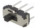 Switch: slide; Pos: 2; DPDT; 0.3A/6VDC; ON-ON; No.of term: 6; THT NINIGI MSS-2235
