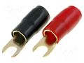 Terminal: fork; insulated; red and black; gold-plated; 35mm2; M8 4CARMEDIA TERMINAL-SPADE-2G