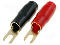 Terminal: fork; insulated; red and black; gold-plated; 22mm2; M5 4CARMEDIA TERMINAL-SPADE-4G