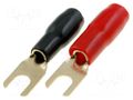 Terminal: fork; insulated; red and black; gold-plated; 10mm2; M4 4CARMEDIA TERMINAL-SPADE-8G