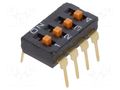 Switch: DIP-SWITCH; Poles number: 4; ON-OFF; 0.025A/24VDC; Pos: 2 OMRON Electronic Components A6T-4104