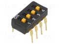 Switch: DIP-SWITCH; Poles number: 4; ON-OFF; 0.03A/30VDC; Pos: 2 OMRON Electronic Components A6D-4103