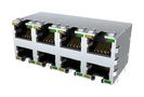 RJ45 CONN, R/A JACK, 8P8C, 2X4 STACK, TH RJE1R888225401