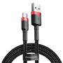 Baseus Cafule Cable Durable Nylon Cable USB / USB-C QC3.0 2A 2M Black-Red (CATKLF-C91), Baseus 6953156278240 6953156278240