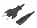 Cable; 2x0.75mm2; CEE 7/16 (C) plug,IEC C7 female; PVC; 3m; black ESPE KAB-EU-T2-3.0-BK