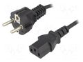 Cable; 3x0.75mm2; CEE 7/7 (E/F) plug,IEC C13 female; PVC; 1.8m ESPE KAB-EU-P3-1.8-BK