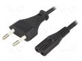 Cable; 2x0.75mm2; CEE 7/16 (C) plug,IEC C7 female; PVC; 1.5m ESPE KAB-EU-T2-1.5-BK