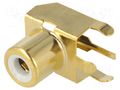 Connector: RCA; socket; female; angled 90°; THT; brass; gold-plated KEYSTONE KEYS936