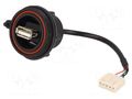 Cable; USB Buccaneer; 5pin socket,USB A socket; 0.132m; IP68 BULGIN PX0843/A