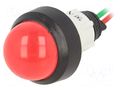 Indicator: LED; prominent; red; 24VDC; 24VAC; Ø13mm; IP40; cables POLAM-ELTA LR-D20B-24AC/DC