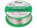 Tin; lead free; Sn99Ag0,3Cu0,7; 1.5mm; 100g; reel; 216÷227°C; 3% CYNEL SAC0307-1.5/0.1