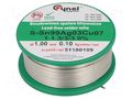 Tin; lead free; Sn99Ag0,3Cu0,7; 1mm; 100g; reel; 216÷227°C; 3% CYNEL SAC0307-1.0/0.1