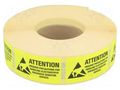 Self-adhesive label; ESD; L: 25mm; W: 45mm; 1000pcs. EUROSTAT GROUP ERS-421500015