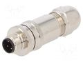 Connector: M12; plug; PIN: 4; male; D code-Ethernet; for cable; IP67 TE Connectivity T4111512041-000