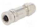 Connector: M12; plug; PIN: 4; female; 250V; straight; IP67; for cable TE Connectivity T4110512041-000