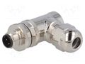 Connector: M12; plug; PIN: 4; male; 250V; angled 90°; IP67; for cable TE Connectivity T4113012041-000
